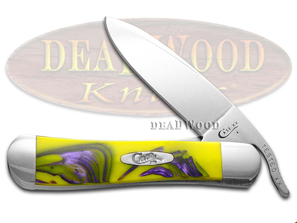 Case XX Yellow and Purple Corelon Russlock Stainless Pocket Knife