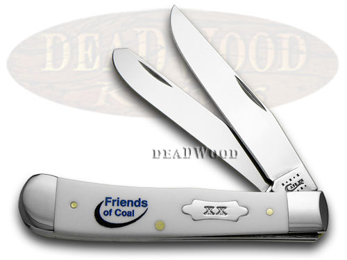 Case XX Friends of Coal White Delrin Trapper 1/500 Pocket Knife