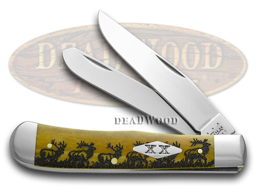 Case xx Elk Walking Antique Bone Trapper Stainless 1/500 Pocket Knife Knives