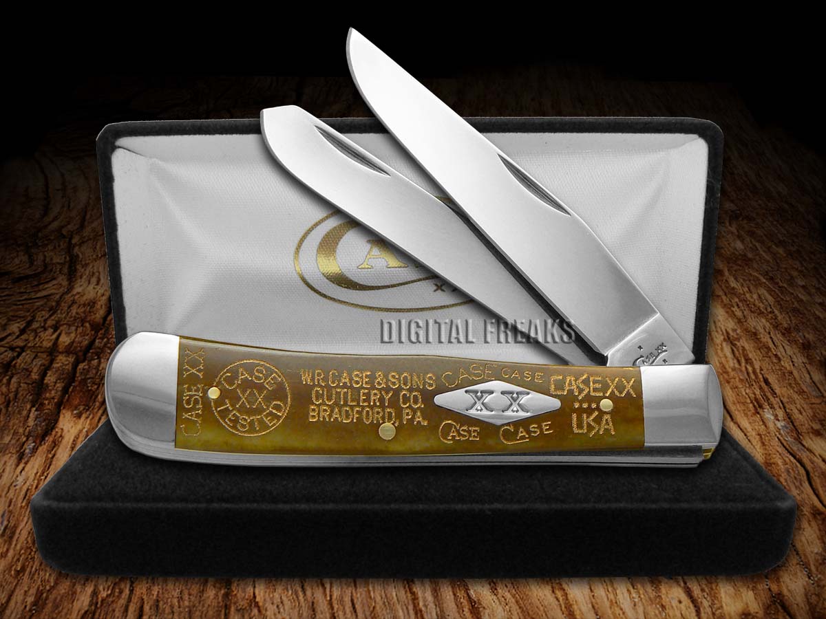 CASE XX Tang Stamps Antique Bone Trapper 1 1/500 Stainless Pocket Knives Knife 7426838182658