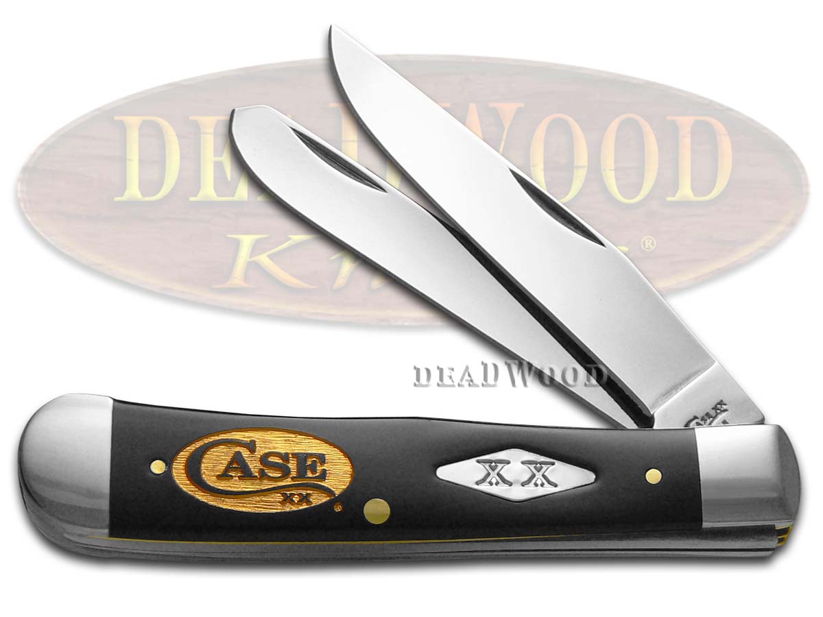 Case XX Black Delrin Gold Logo Trapper 1/500 Stainless Pocket Knife