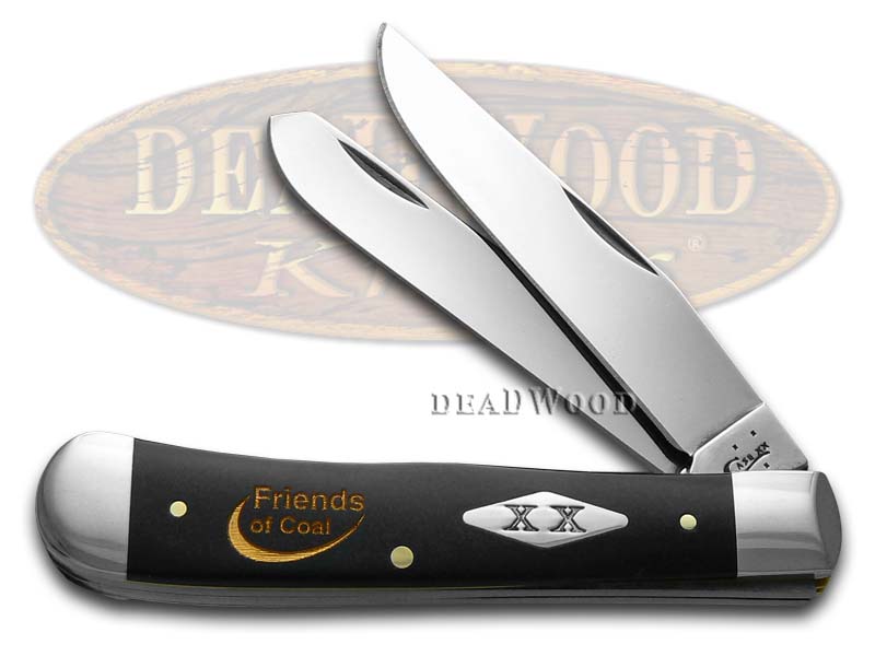 Case XX Gold Friends Of Coal Black Delrin Trapper 1/500 Stainless Pocket Knife