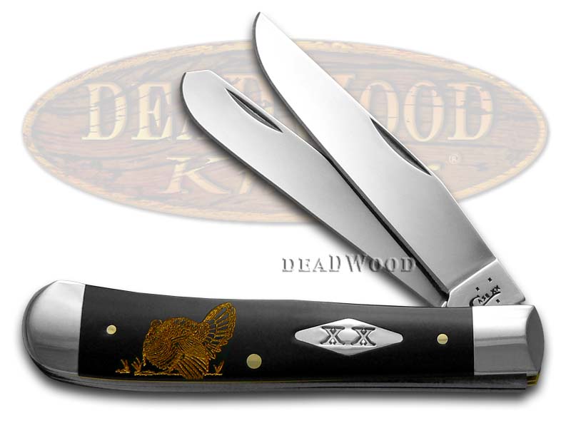 Case XX Gold Turkey Black Delrin 1/500 Trapper Stainless Pocket Knife