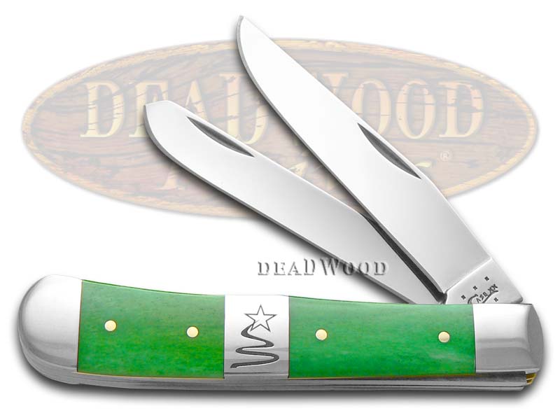 Case xx Christmas Bright Green Bone Trapper Stainless Pocket Knife Knives