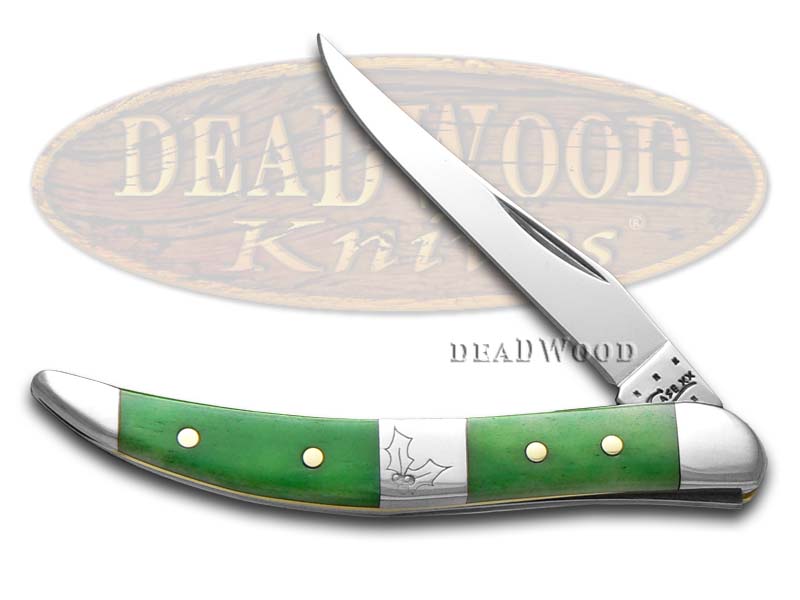 Case xx Christmas Bright Green Bone Toothpick Stainless Pocket Knife Knives