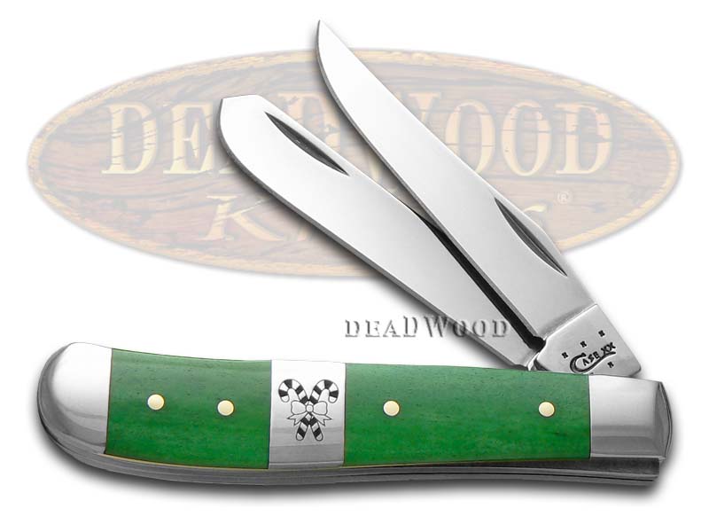 Case xx Christmas Bright Green Bone Mini Trapper Stainless Pocket Knife Knives