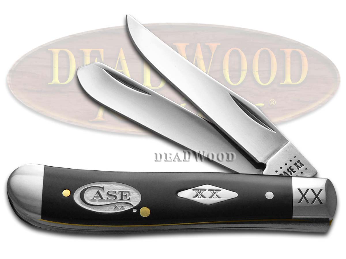 Case XX Black Delrin White Logo Mini Trapper 1/500 Stainless Pocket Knife