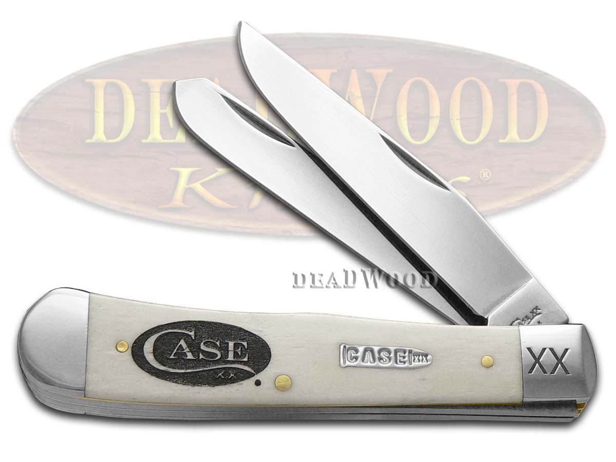 Case XX Logo Etched Natural Bone Trapper 1/500 Stainless Pocket Knife