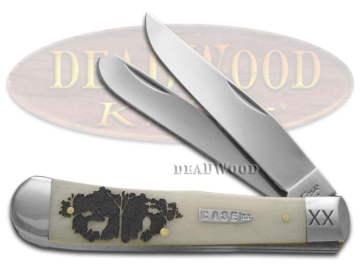 Case XX Buck & Doe Deer Natural Bone Trapper 1/500 Stainless Pocket Knife