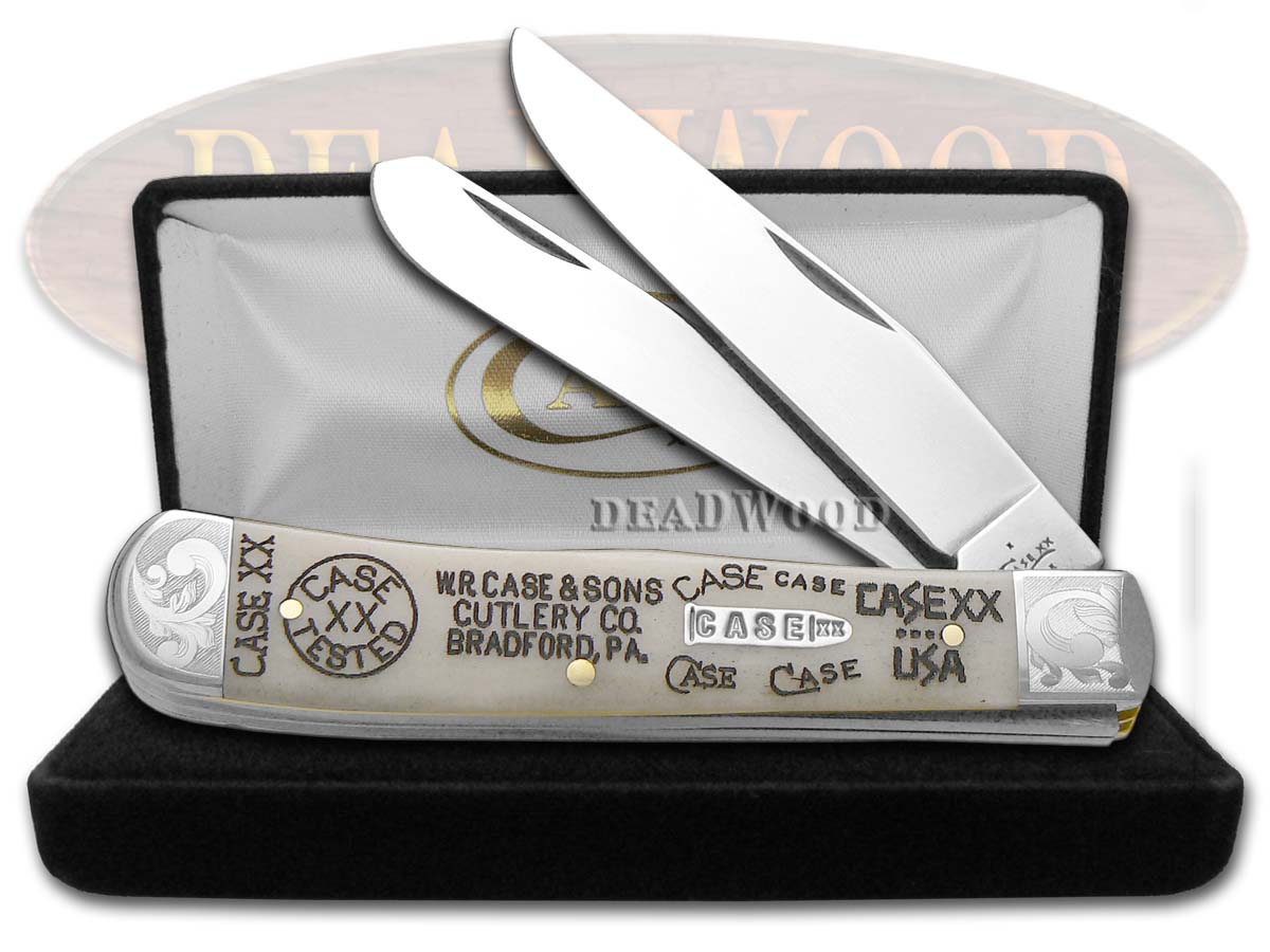 Case xx Trapper Knife Natural Bone 1/500 Tang Stamps Stainless Pocket Knives eBay