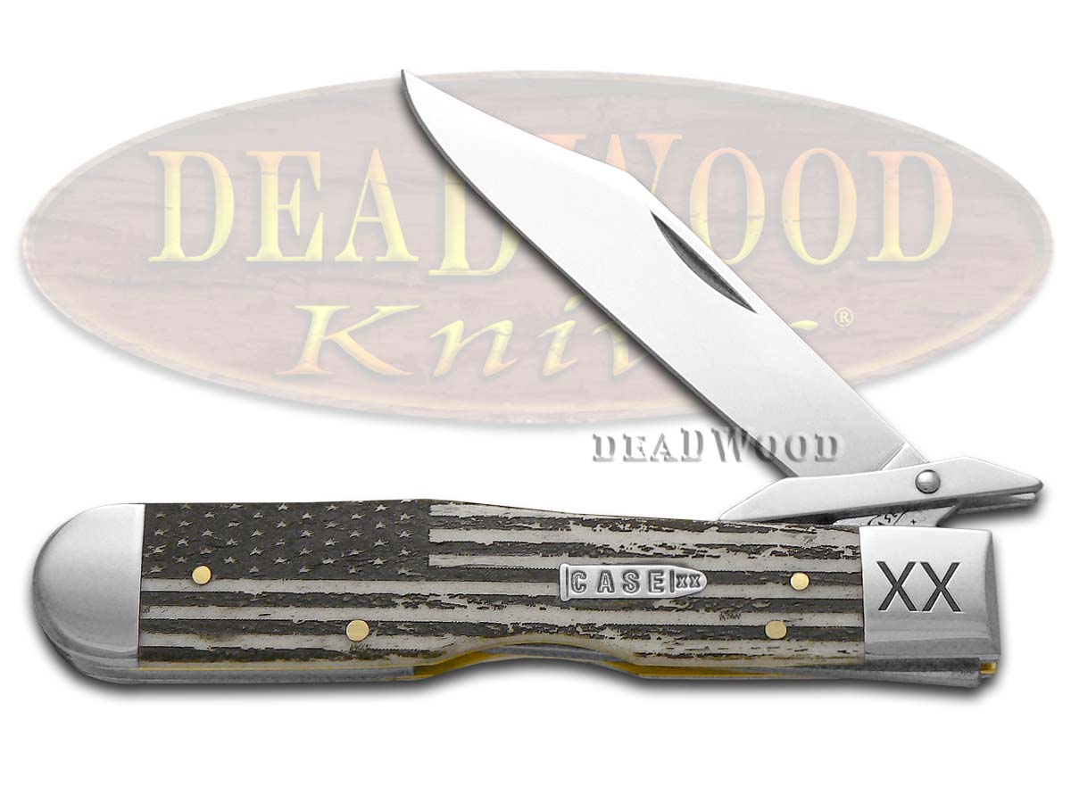 Case XX U.S. Flag Natural Bone Cheetah 1/500 Stainless Pocket Knife