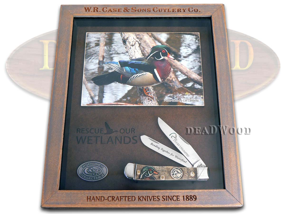 Case XX Ducks Unlimited Embellished Natural Bone Trapper 1/250 Stainless Pocket Knife Set