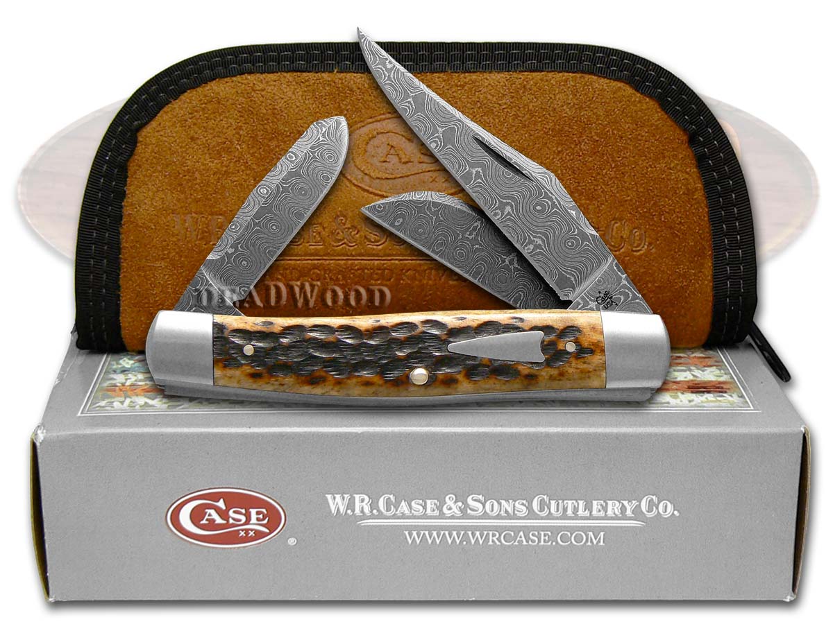 Case xx Tony Bose Damascus Large Stockman Knife Jigged Dark Molasses