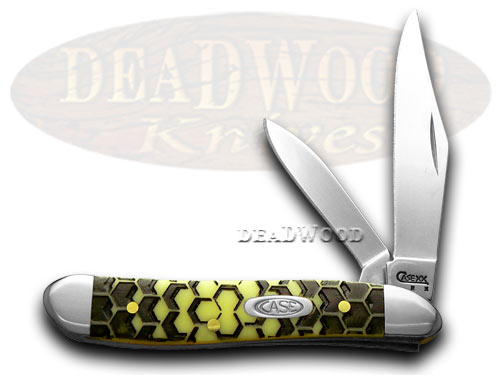 Case xx Yellow Honeycomb Peanut 1/1000 Pocket Knife Knives