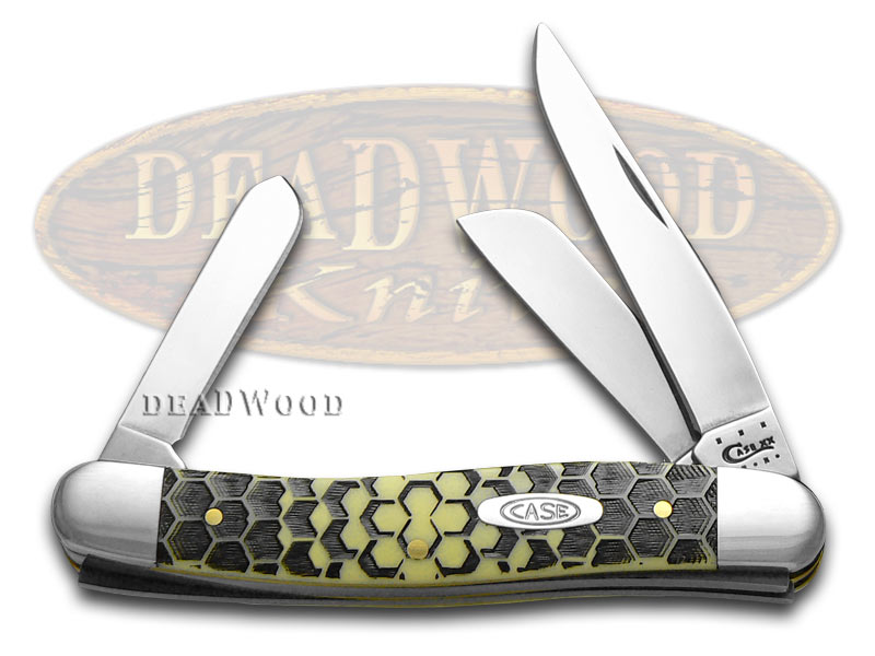 Case XX Honeycomb Etch Yellow Delrin Medium Stockman 1/1000 Stainless Pocket Knife