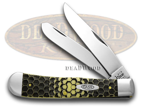 Case XX Trapper - Honey Comb Etched Yellow Pocket Knife