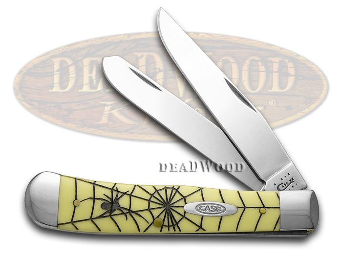 Case XX Collector's Edition Black Widow Etch Trapper Yellow Syn Pocket Knife