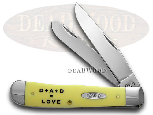 Case XX Dad = Love Father's Day Yellow Synthetic Trapper 1/500 Pocket Knife