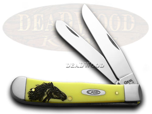 Case XX Trapper - Wild Mustang Etched Yellow Synthetic Pocket Knife