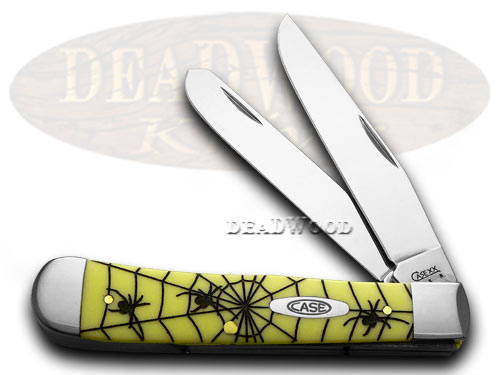 Case XX Woodland Spider Etched 1/1000 Trapper - Yellow Synthetic Pocket Knife