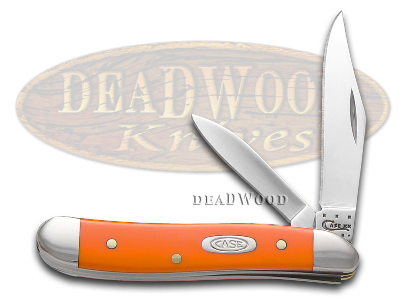 Case xx Smooth Orange Delrin Peanut Stainless Pocket Knife Knives
