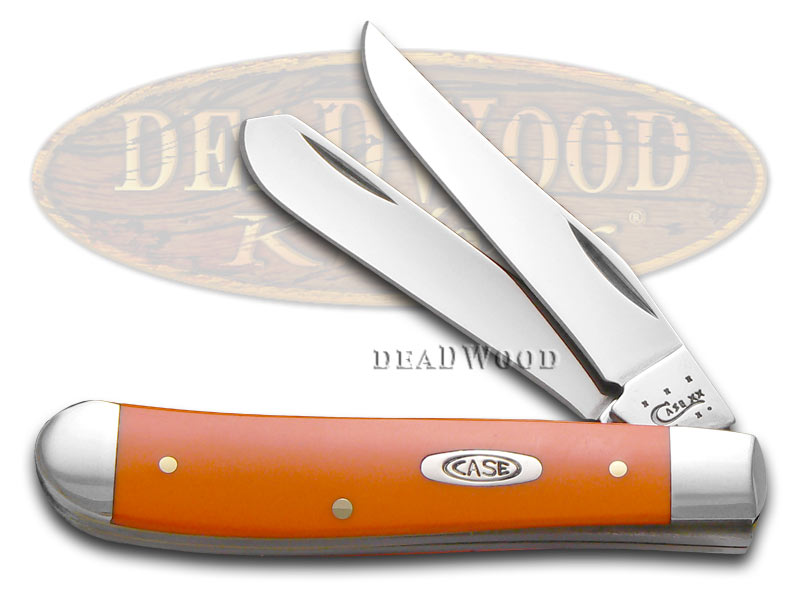 Case xx Smooth Orange Delrin Mini Trapper Stainless Pocket Knife Knives