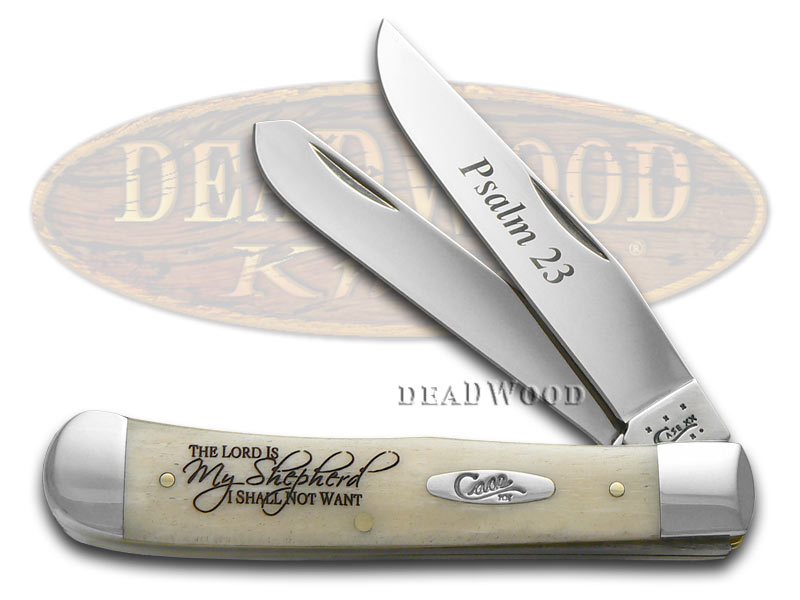 Case XX Psalm 23 Natural Bone Trapper Stainless Pocket Knife