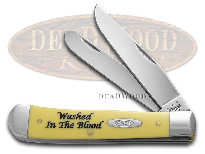 Case XX "Washed In The Blood" Yellow Delrin Trapper Stainless Pocket Knife
