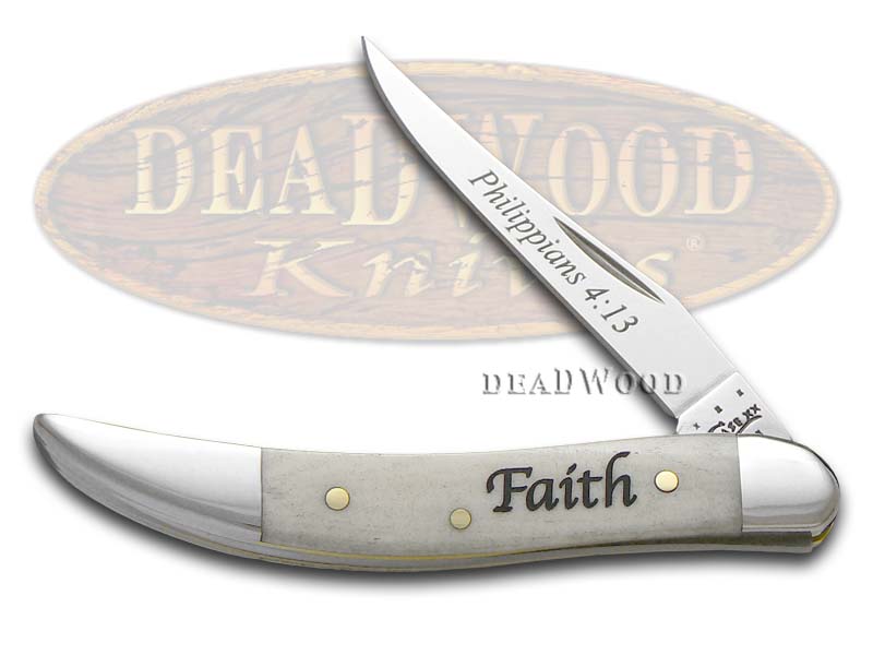 Case XX Philippians 4:13 Natural Bone Toothpick Stainless Pocket Knife