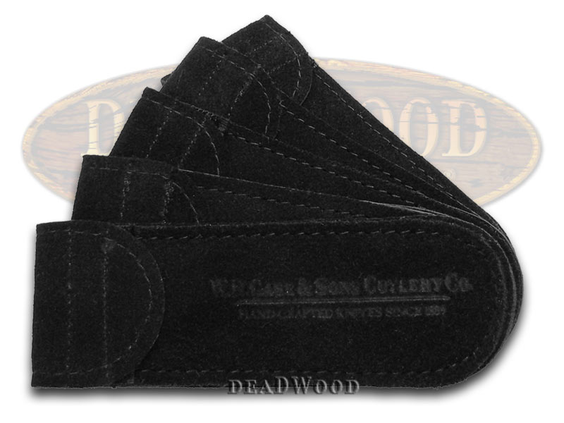 Case XX 5-Pack Large Black Suede Leather Pouches for Pocket Knife
