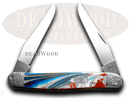 Case XX Engraved Bolster Series Genuine Star Spangled Corelon Muskrat Pocket Knives