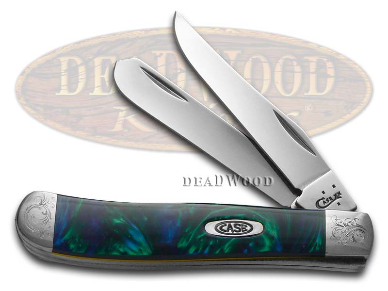 Case XX Engraved Bolster Series Aquarius Corelon Mini Trapper Pocket Knives