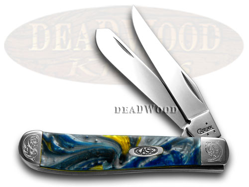 Case XX Engraved Bolster Series Genuine Sapphire Glow Corelon Mini Trapper Pocket Knife