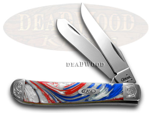 Case XX Engraved Bolster Series Genuine Star Spangled Mini Trapper Pocket Knife