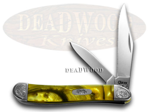 Case XX Engraved Bolster Series Genuine 24K Gold Corelon Peanut Pocket Knives