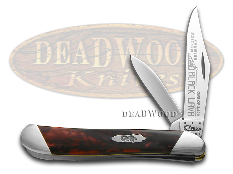 Case xx Slant Series Black Lava Corelon Peanut 1/2500 Stainless Pocket Knife Knives