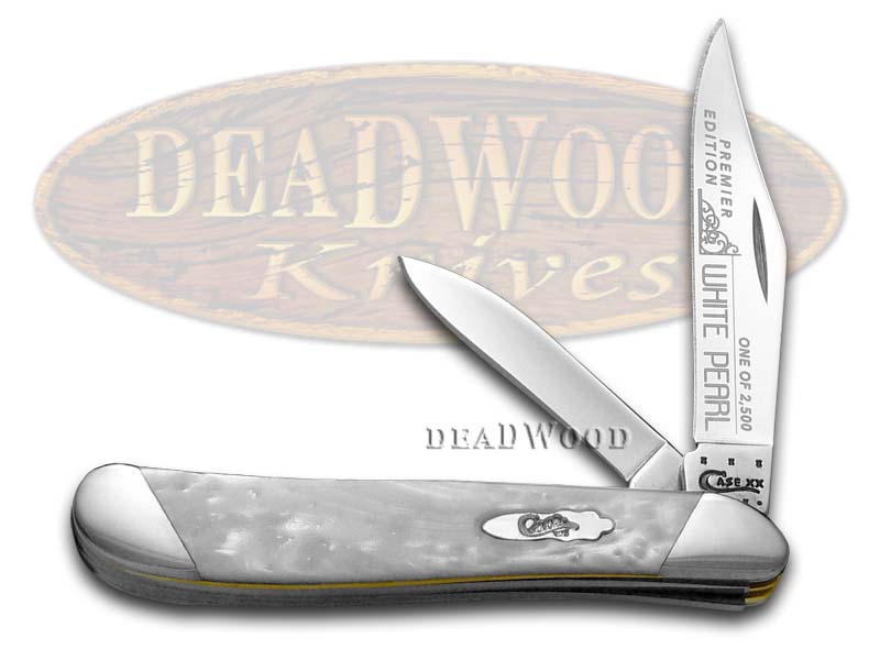 Case XX Slant Series White Pearl Corelon Peanut 1/2500 Stainless Pocket Knife