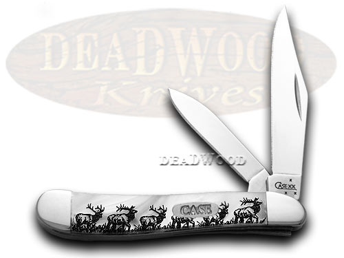 Case XX White Pearl Elk Walking 1/600 Peanut Pocket Knife