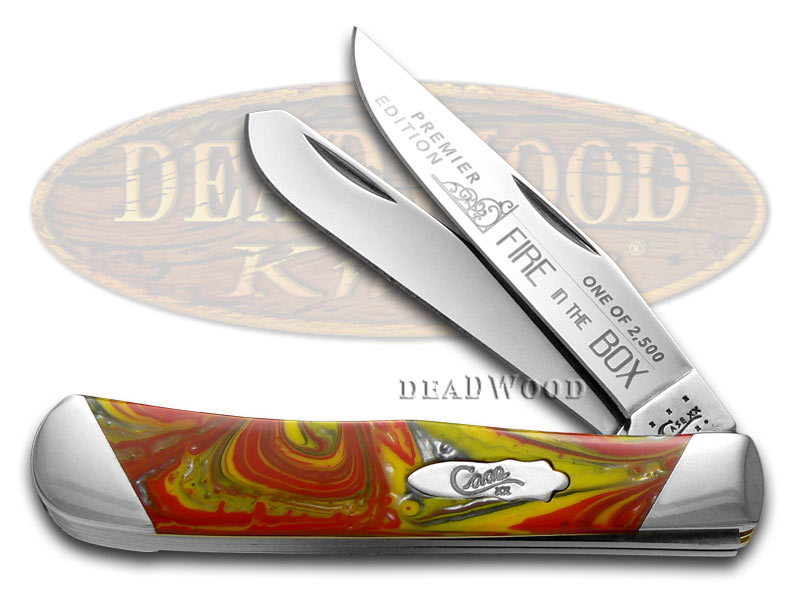 Case XX Slant Series Fire In The Box Corelon Trapper 1/2500 Stainless Pocket Knife