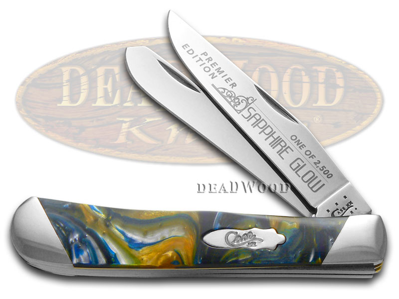 Case XX Slant Series Sapphire Glow Corelon Trapper 1/2500 Stainless Pocket Knife