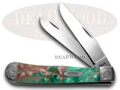 Case XX Engraved Bolster Series Coral Sea Genuine Corelon Trapper Pocket Knives