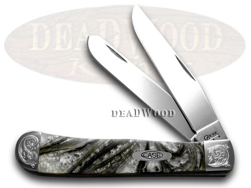 Case XX Engraved Bolster Series Ivory Quartz Corelon Trapper Pocket Knives