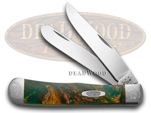 Case XX Engraved Bolster Series Rain Forest Corelon Trapper Pocket Knife