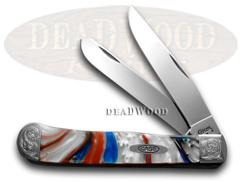 Case XX Engraved Bolster Series Genuine Star Spangled Trapper Pocket Knives