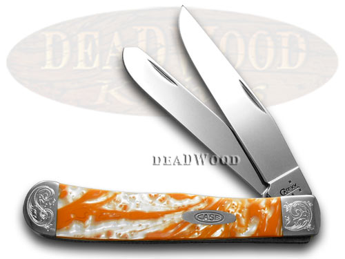 Case XX Engraved Bolster Series Tennessee Orange Corelon Trapper Pocket Knives