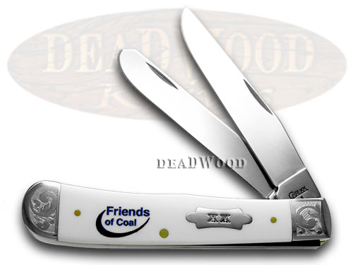 Case XX Scrolled Friends of Coal White Delrin Scrolled Bolster Trapper 1/500 Pocket Knife
