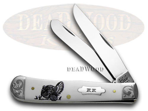 Case XX Scrolled White Delrin Turkey Trapper 1/500 Pocket Knife