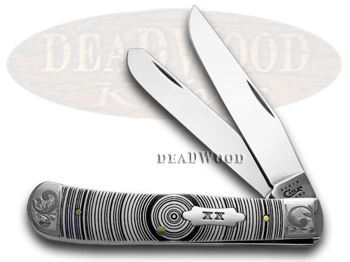 Case XX Scrolled White Delrin Tree Ring Trapper 1/500 Pocket Knife