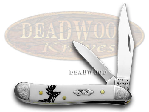 Case XX White Delrin Deer Scene Peanut 1/500 Pocket Knife