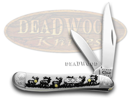 Case XX White Delrin Elk Walking Peanut 1/500 Pocket Knife